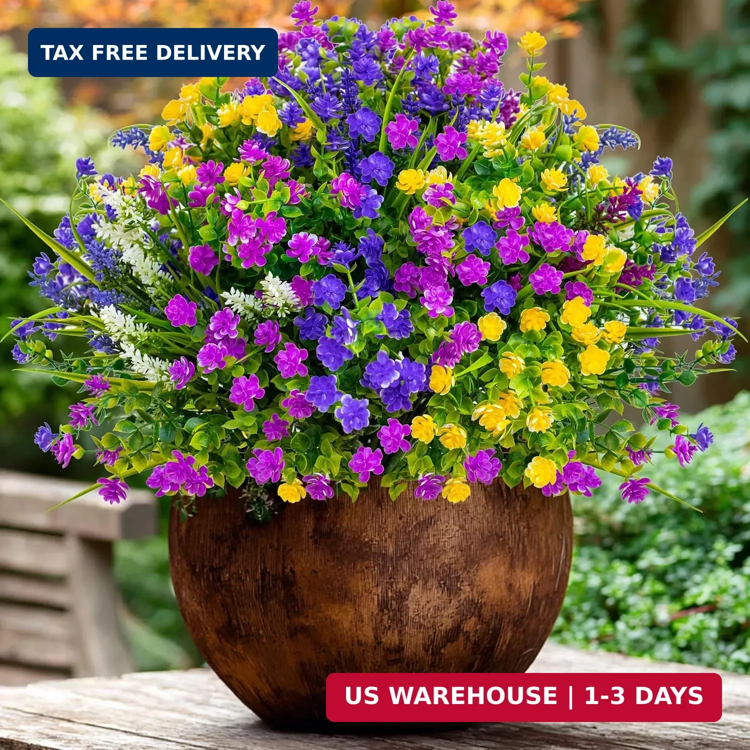 AXYLEX Artificial Flowers Outdoor Fake Plants – 12 Bundles UV Resistant Shrubs N