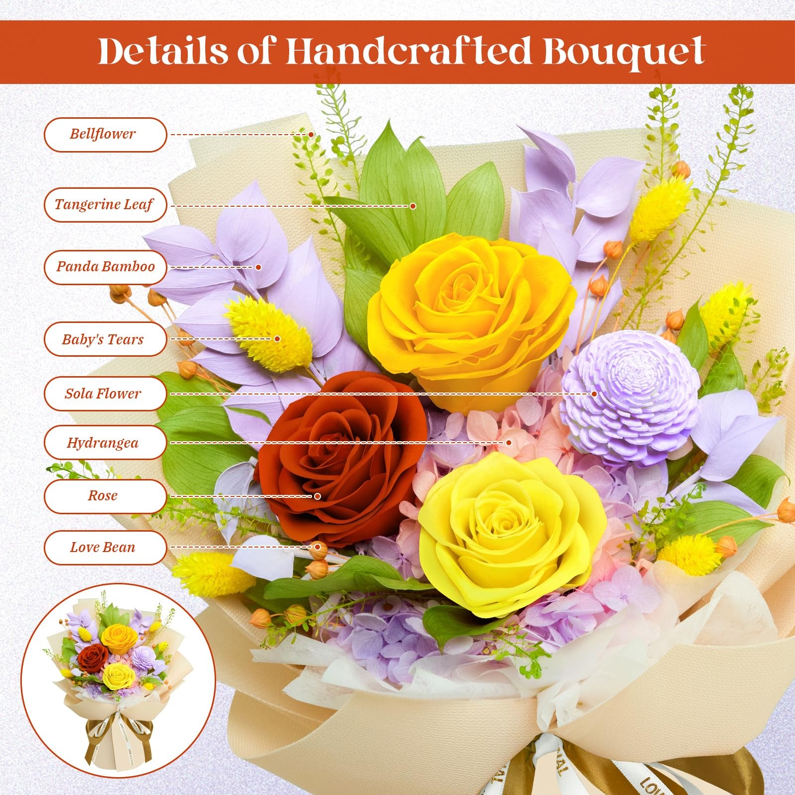 Preserved Flowers Bouquet – Valentines Day Gifts for Women, Real Flowers for …