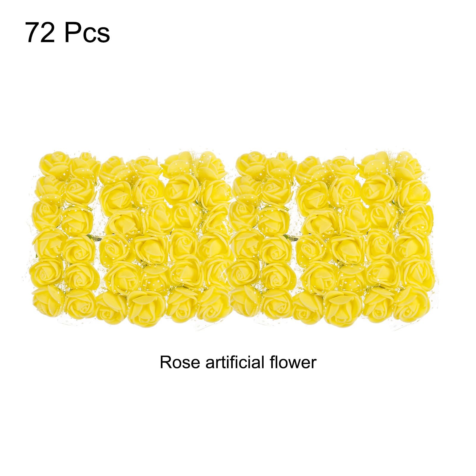 72PCS 0.8-1 Inch Yellow Mini Artificial Rose Flower Heads for DIY Craft Wedding