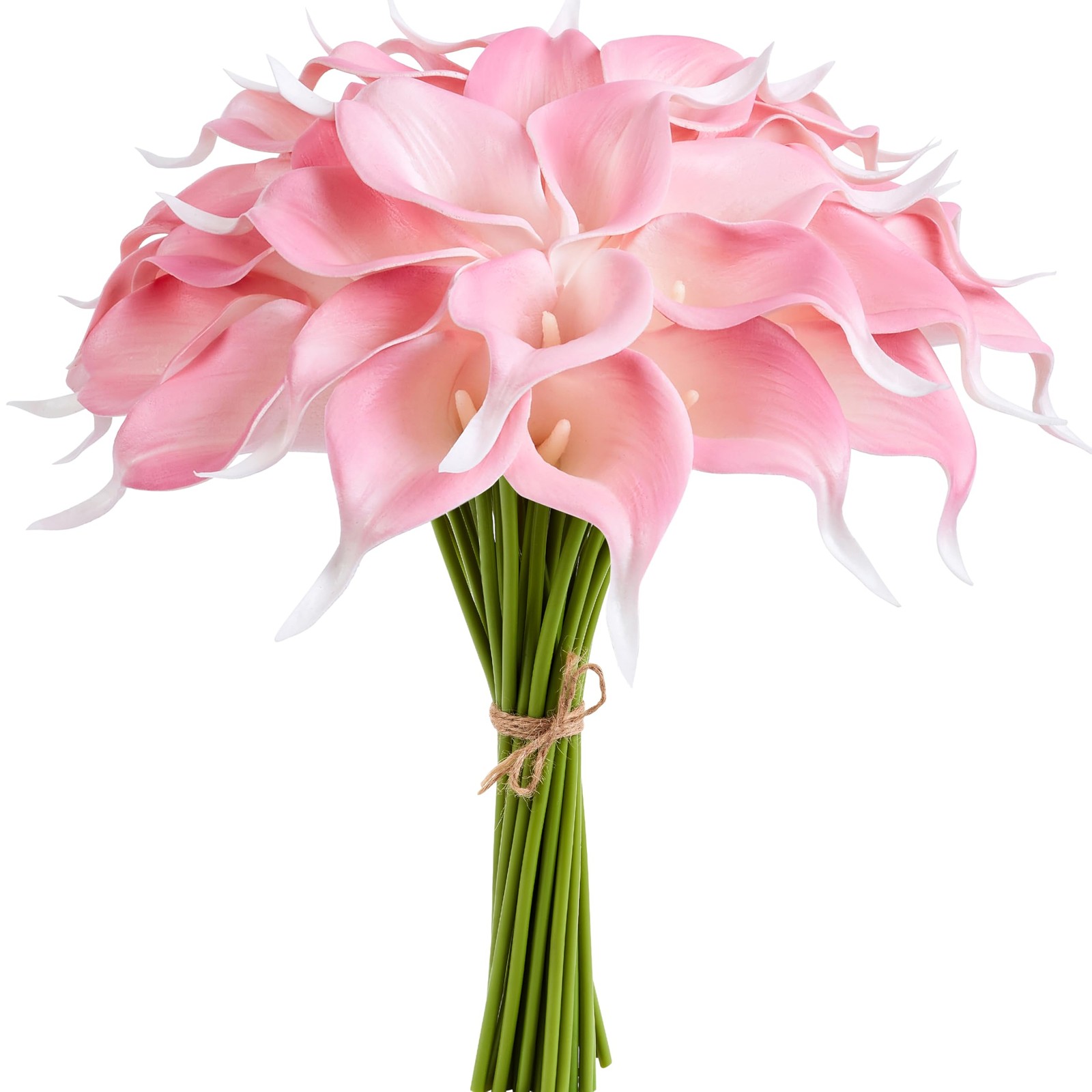 Artificial Calla Lily 12Pcs Pink Real Touch Faux Flowers for Wedding Bouquet,…