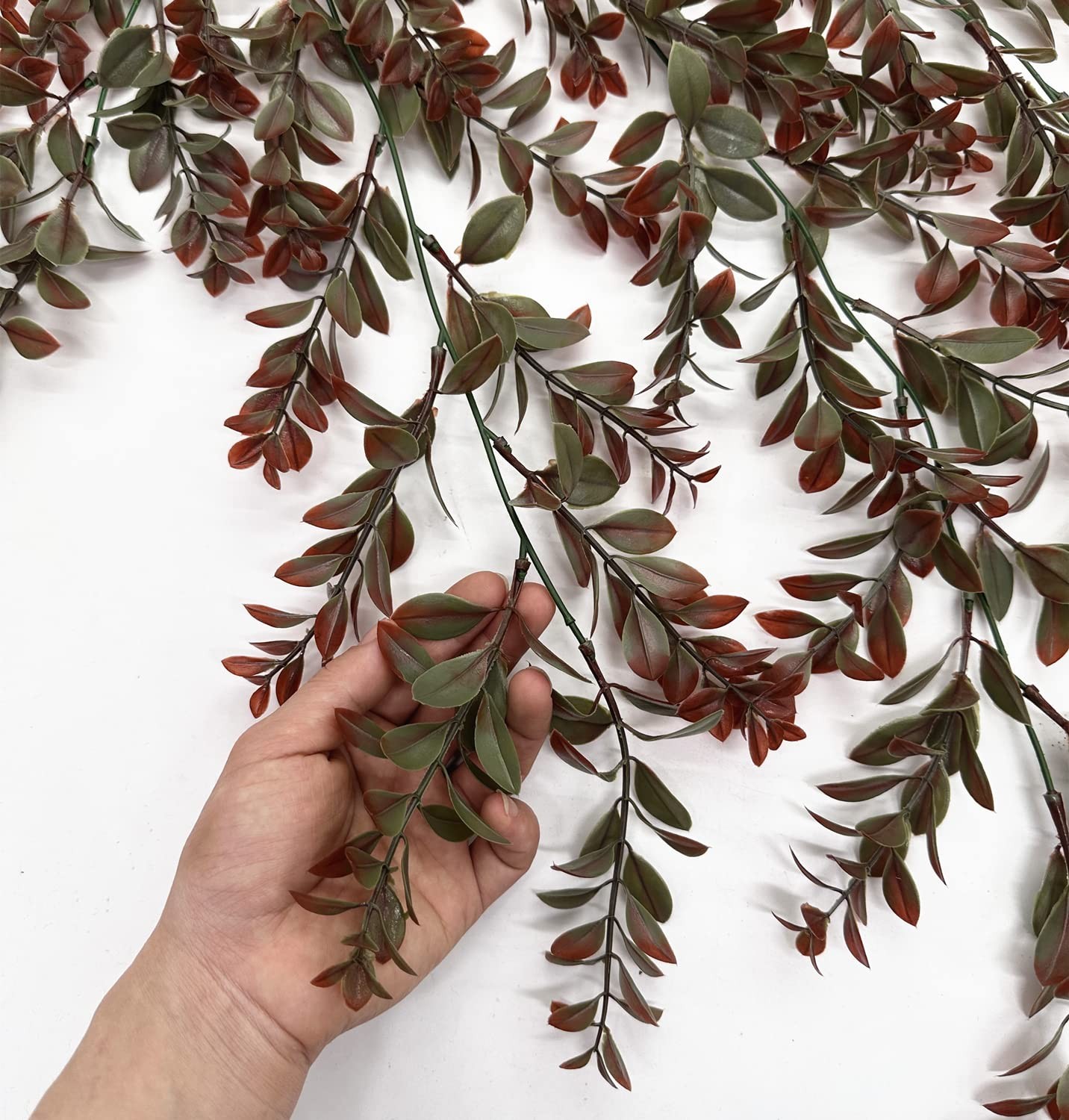 Artificial Hanging Ivy, Fake Reddish Brown Leaves Vines Plastic Plants Greene…