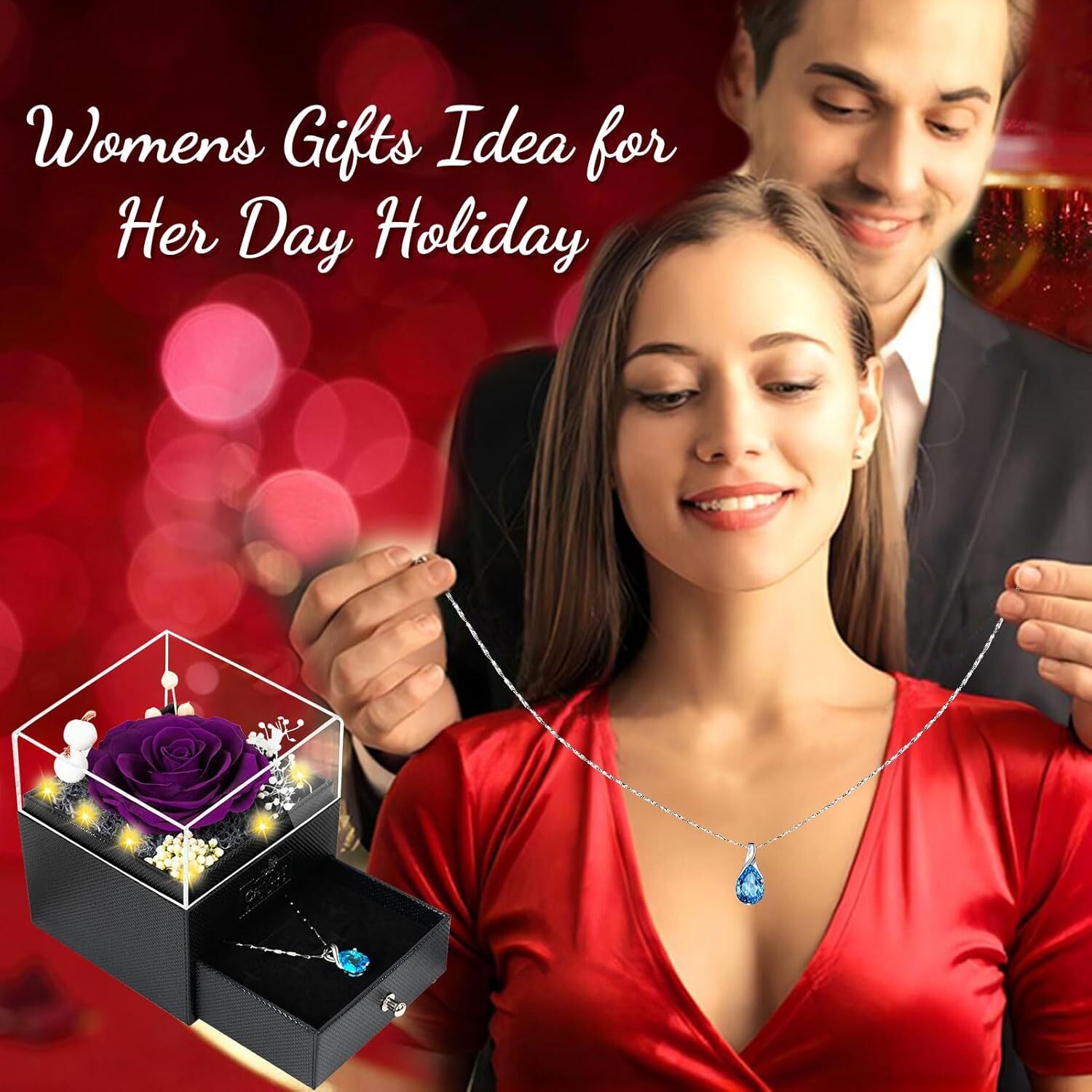 Women Gifts Ideas for Mothers Day, Preserved Forever Rose Gift with Necklace …