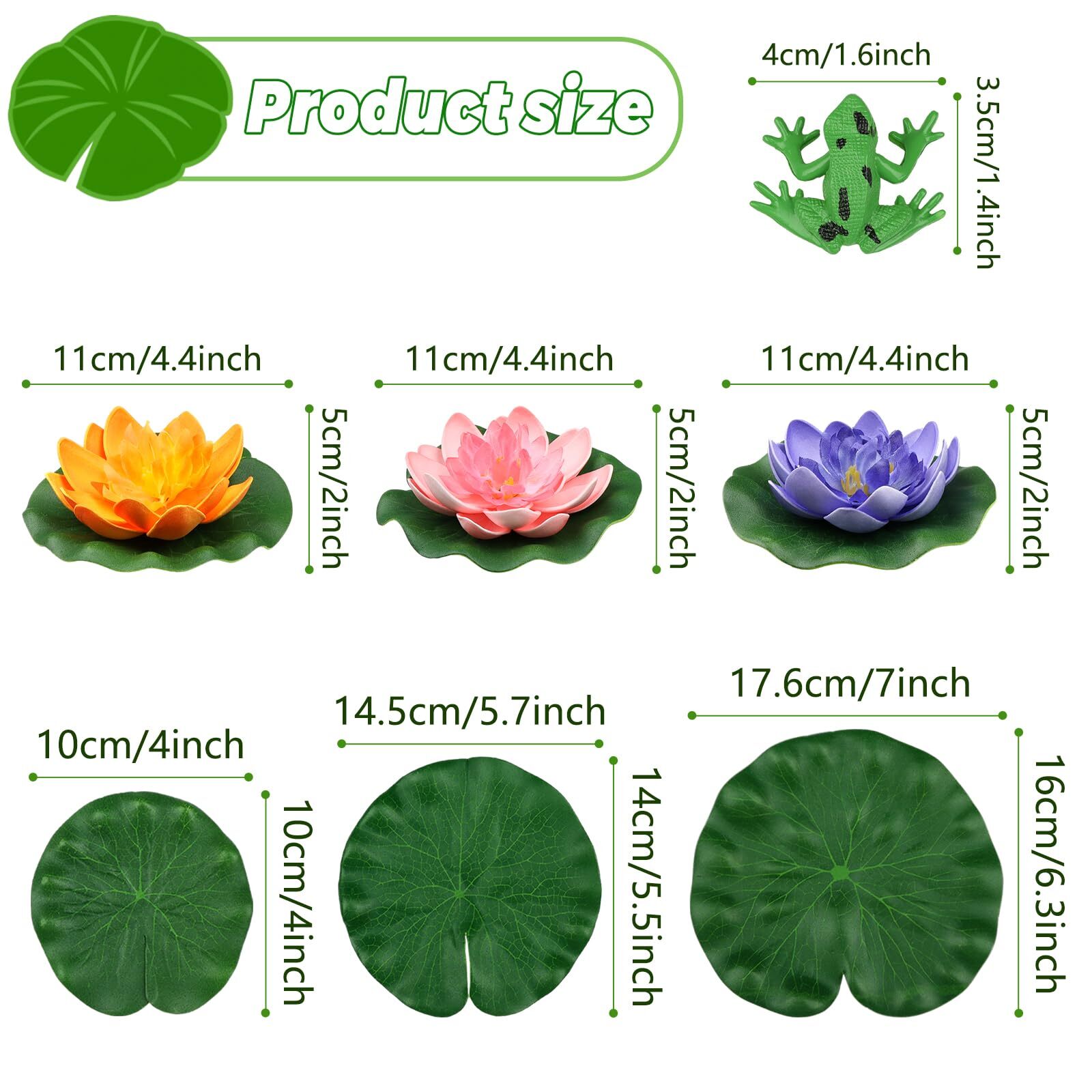 12 Pcs Artificial Floating Lotus Flower with Water Lily Pad for Pond Pool Decor