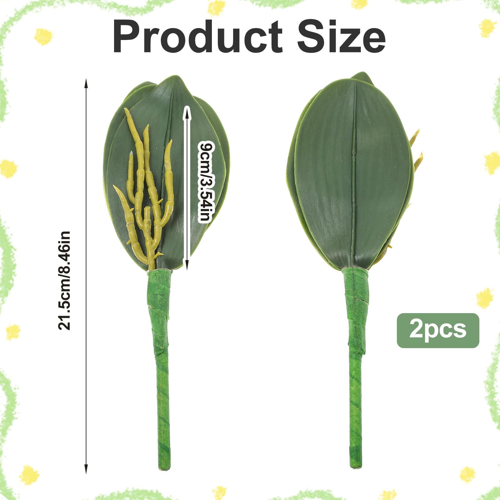 2 Pcs Orchid Leaves Artificial Real Touch Faux Phalaenopsis Stems Leaf 8 Inch…