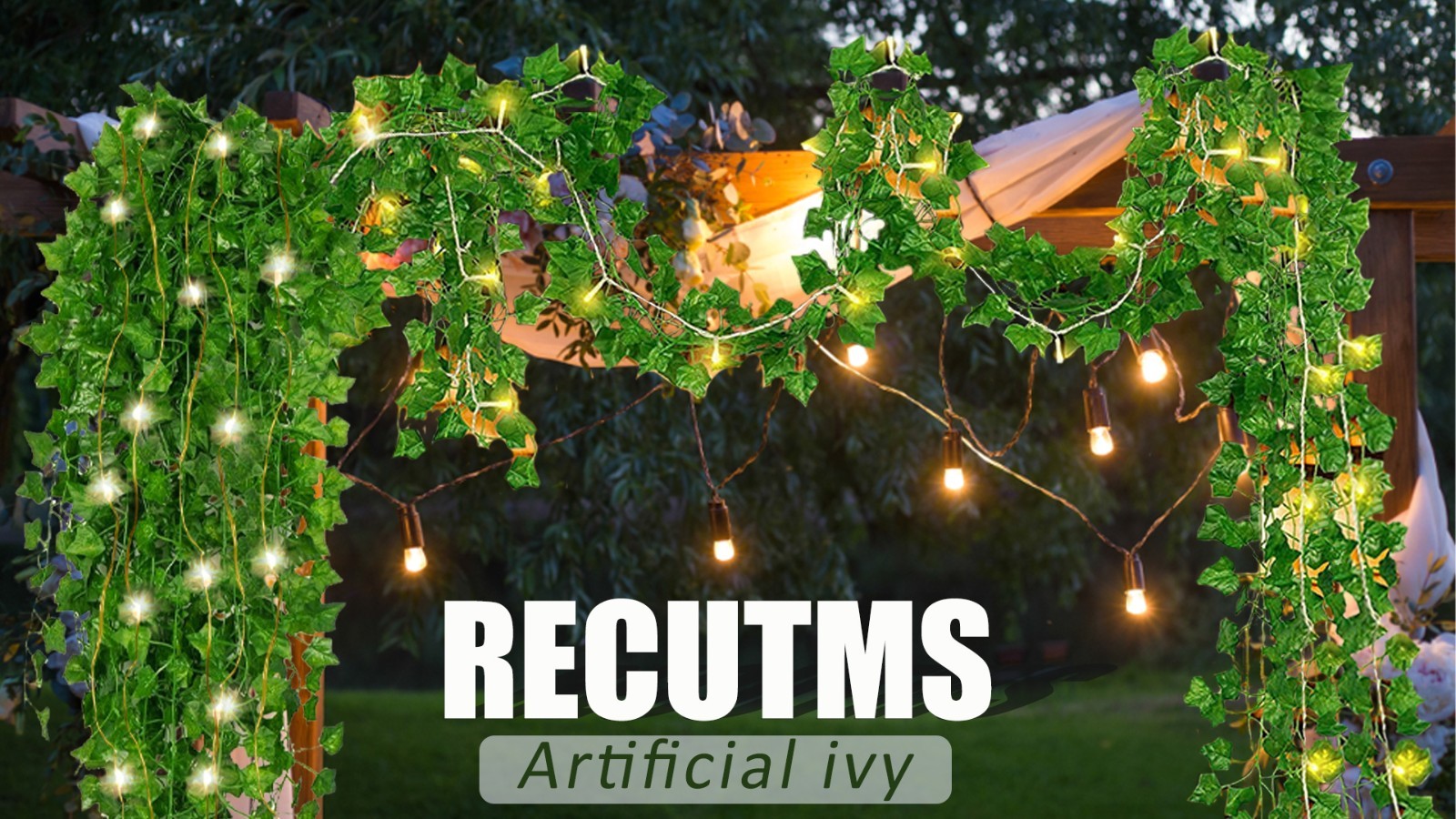 24 Pack Ivy Fake Vines 173 FT Artificial Greenery Garland with 200 LED Lights fo
