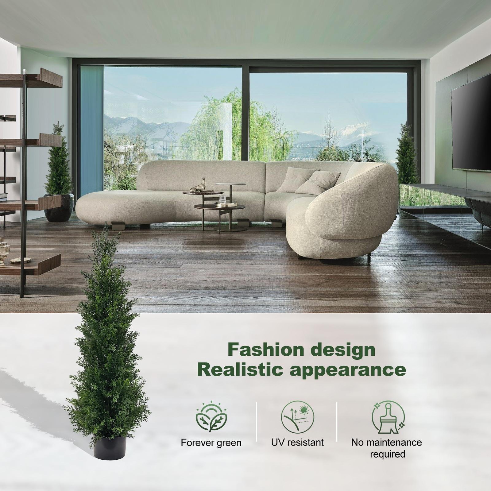 2pc 3Ft Cedar/Conifer Natura Artificial Tree Indoor Outdoor Plant Home Decor
