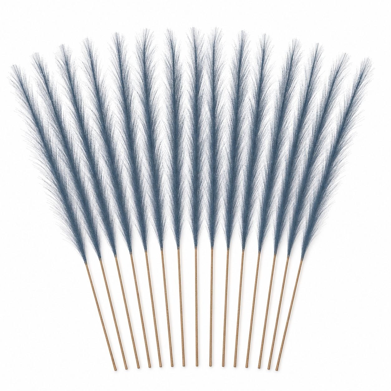 Slate Blue Faux Pampas Grass Stems, 16-Piece 31-Inch Wispy Synthetic Floor Vase