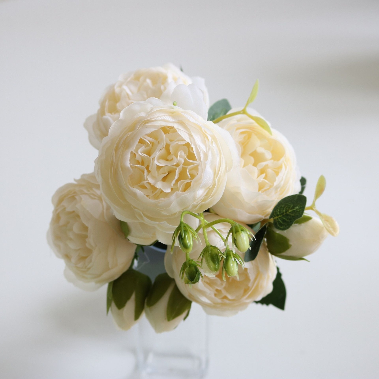 30cm Silk Rose Peony Artificial Flower Bouquet 5 Big Head 4 Small Bud Home Decor