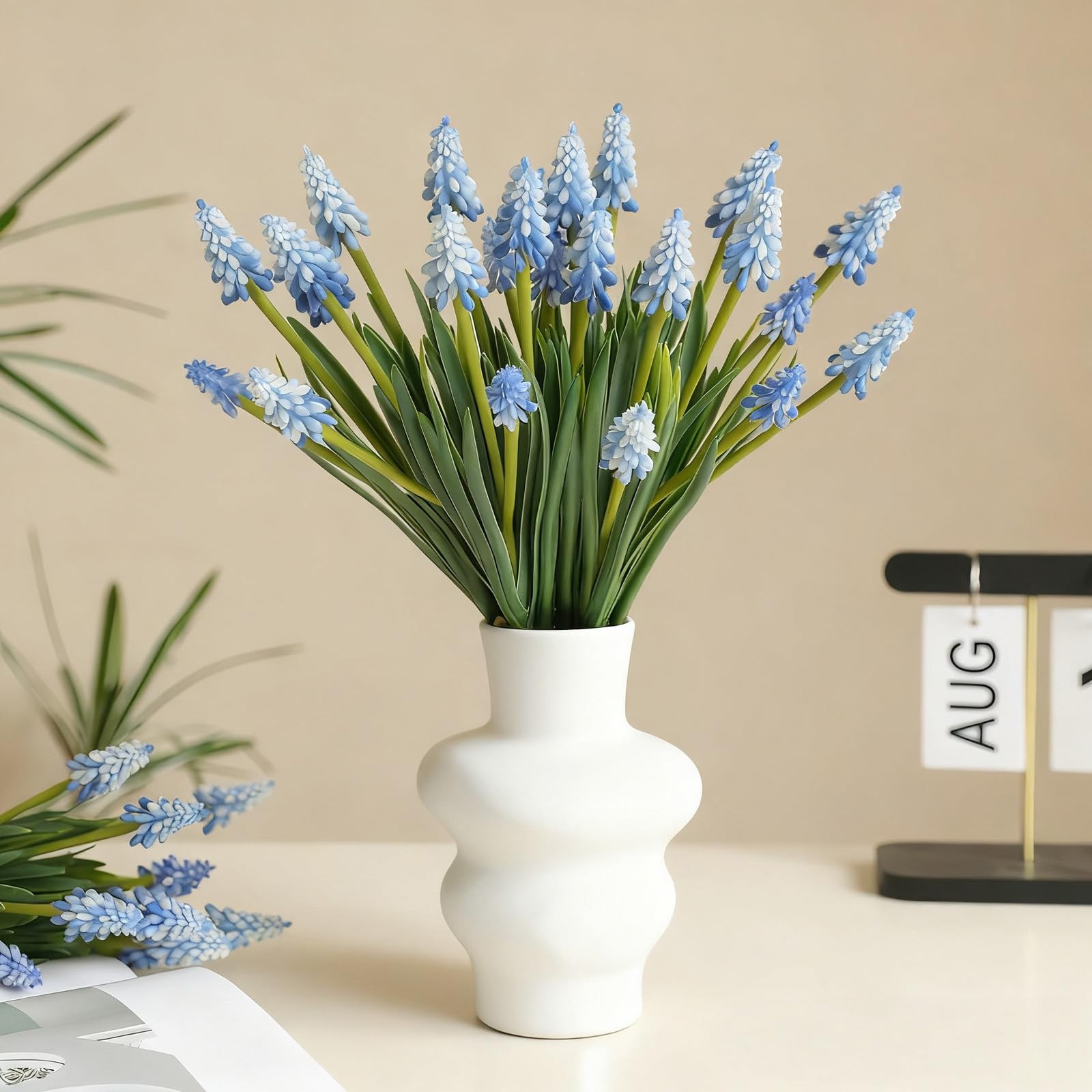 Blue Artificial Grape Hyacinth Faux Flowers Wedding Vase Decor 18 PCS