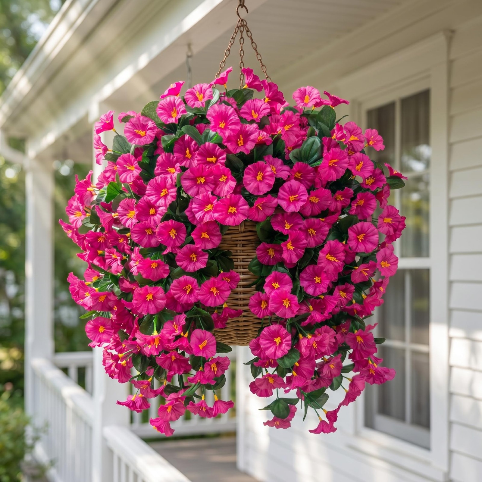 Ouddy Decor 3 Pcs Artificial Hanging Flowers for Outdoors, Fake Silk Hanging …