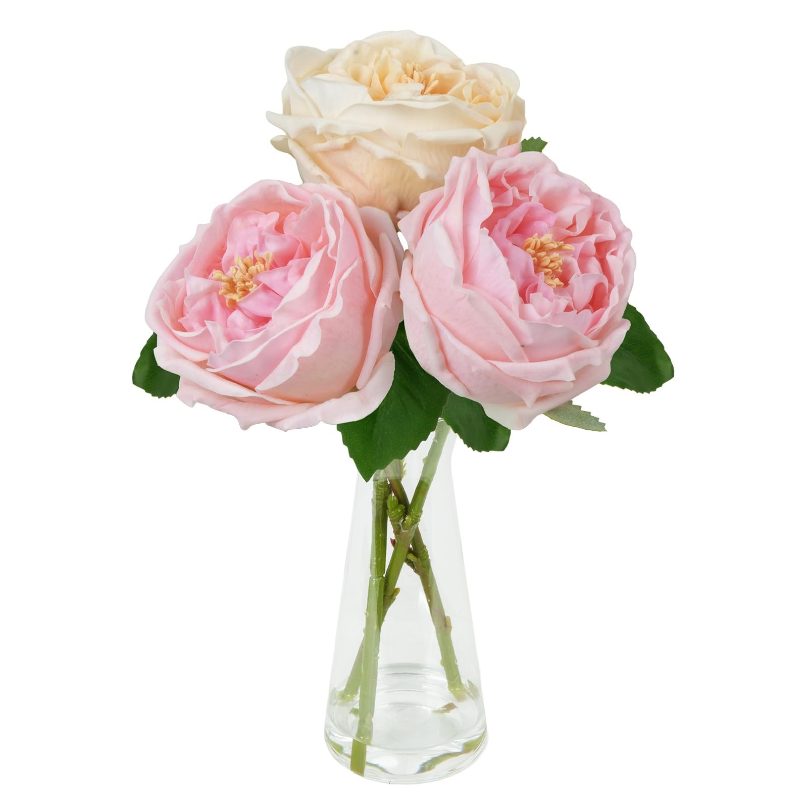 Fake Flowers in Vase Artificial Pink Peonies Arrangements Table Centerpiece