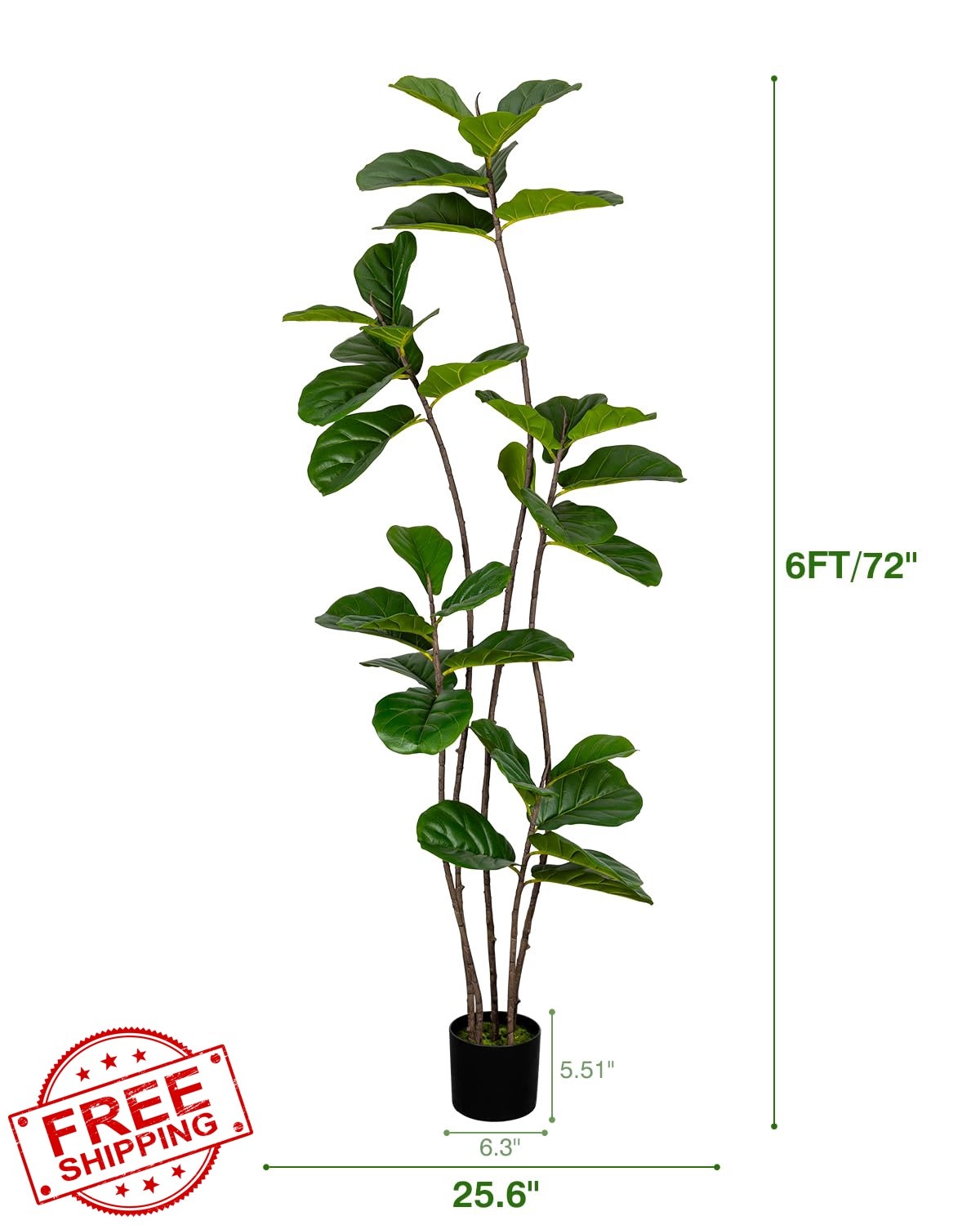 LuceAlberi Artificial Fiddle Leaf Fig Tree 6FT with Cotton Basket | Faux Larg…