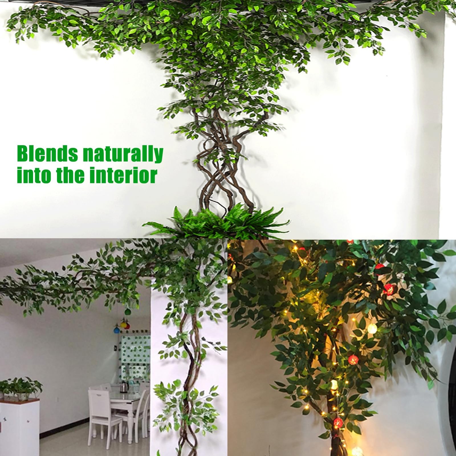 24PCS Artificial Ficus Leaves Branches Faux Ficus Tree Branches Artificial Gr…