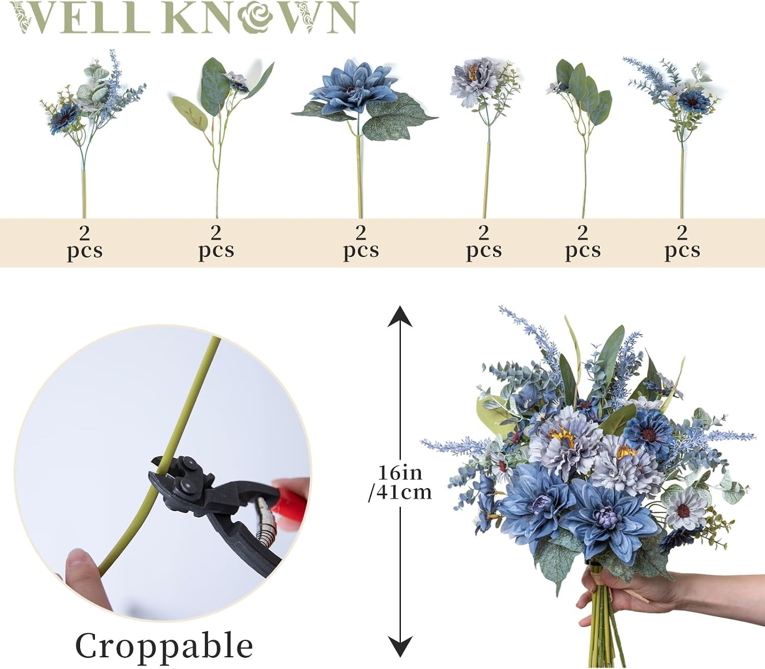 Blue Silk Flower Bouquet for Vase – Perfect for Home Decor & Gifts
