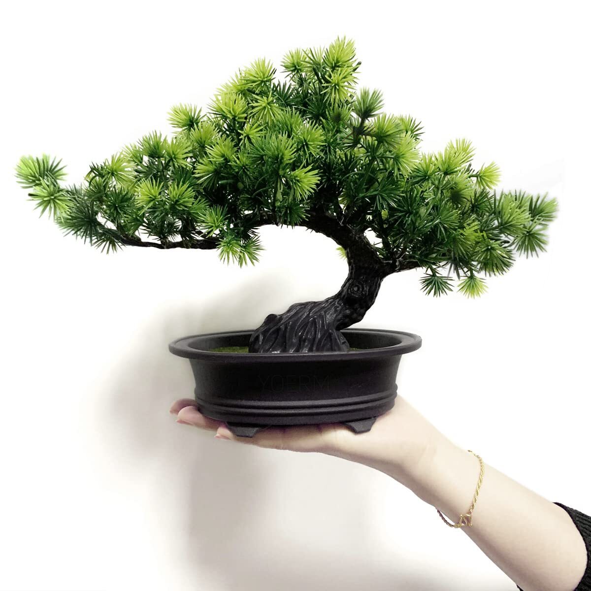 9.5″ Artificial Bonsai Greenery Plants Room Decor Office Desk Bathroom Shelf