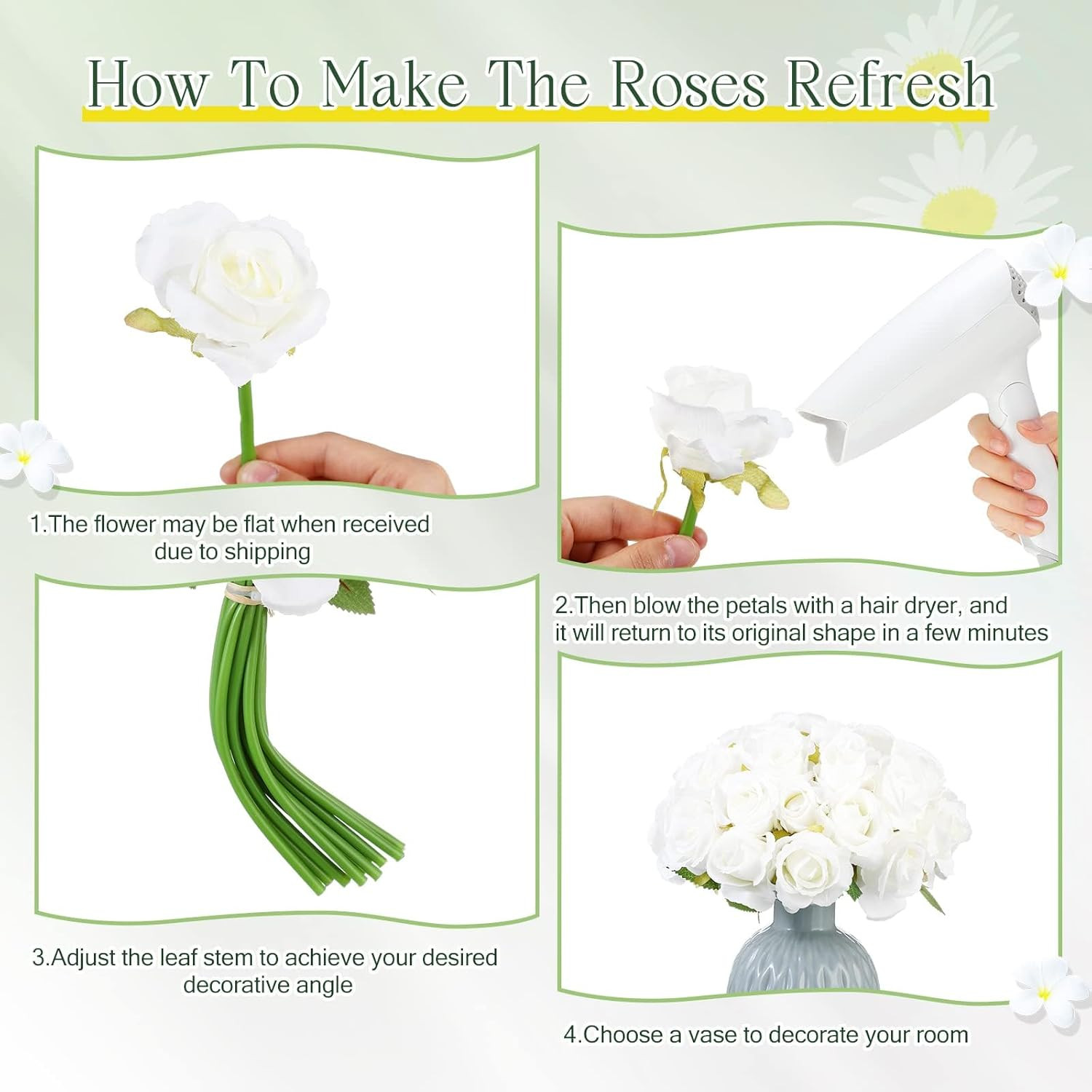 240 Pcs White Silk Artificial Rose Flowers for Weddings & Home Decor