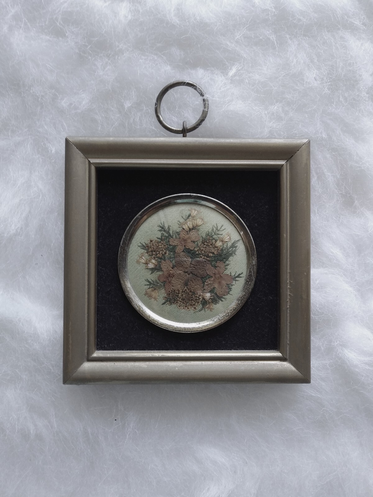 Miniature Hopkins Designs framed Real Pressed Virginia Flowers Velvet Vintage