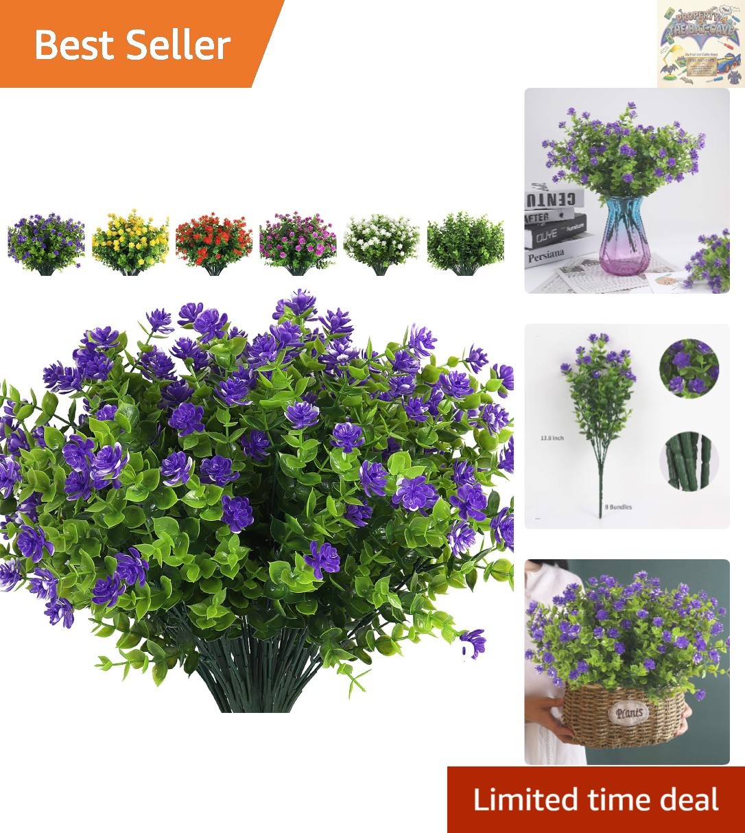 Vibrant 8-Branch Purple Eucalyptus Flowers – Carefree Indoor/Outdoor Use