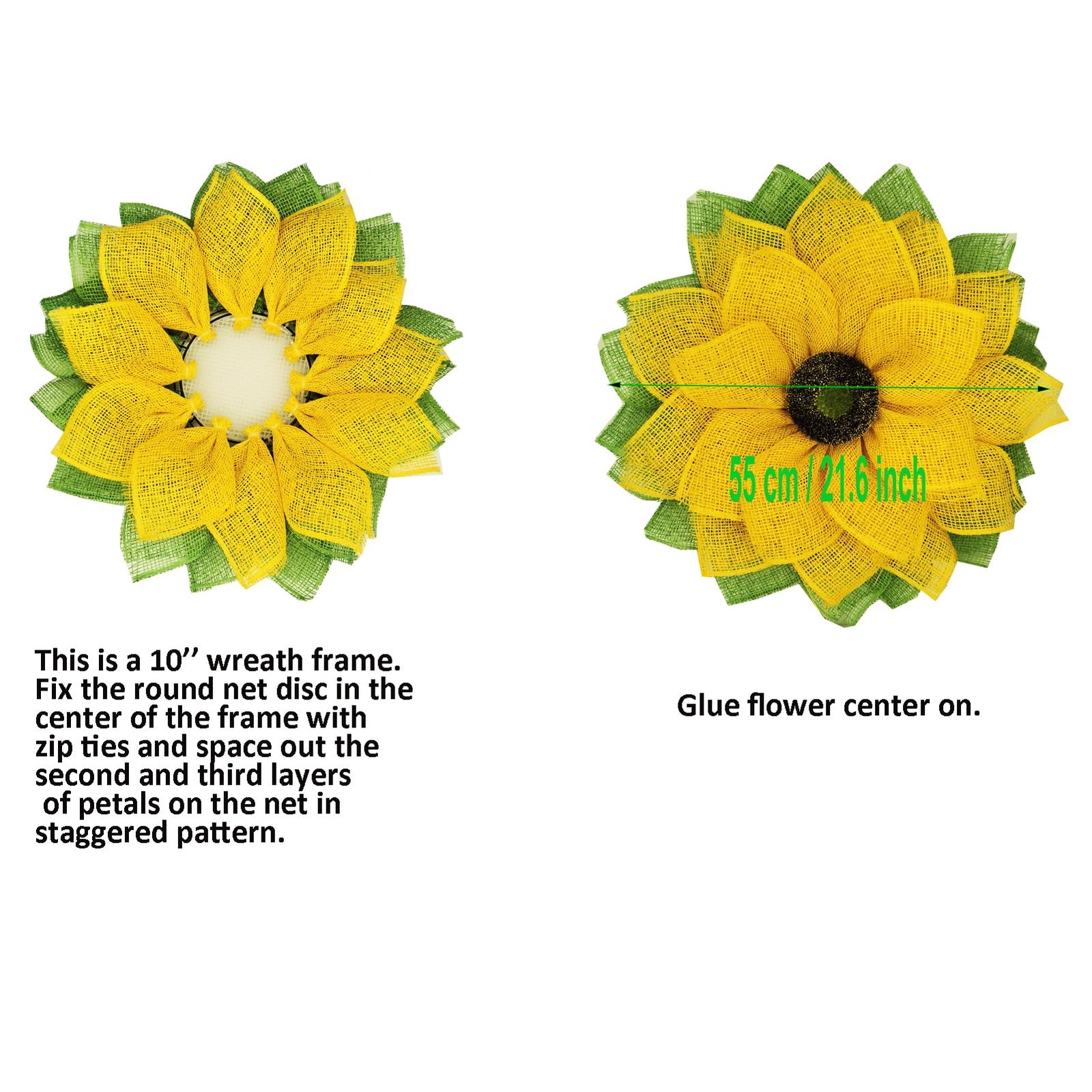 5 PCS Sunflower Center for DIY Deco Mesh Wreath Accessory Craft Fits 15 Inch