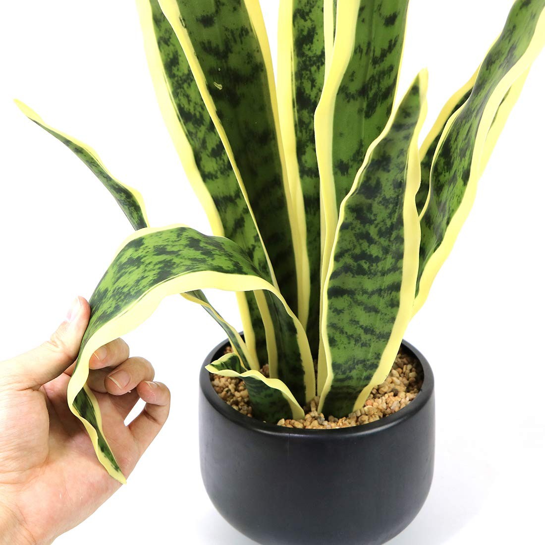 Artificial Snake Plant 22.5″ Faux Agave Fake Sansevieria Artificial Potted Pl…