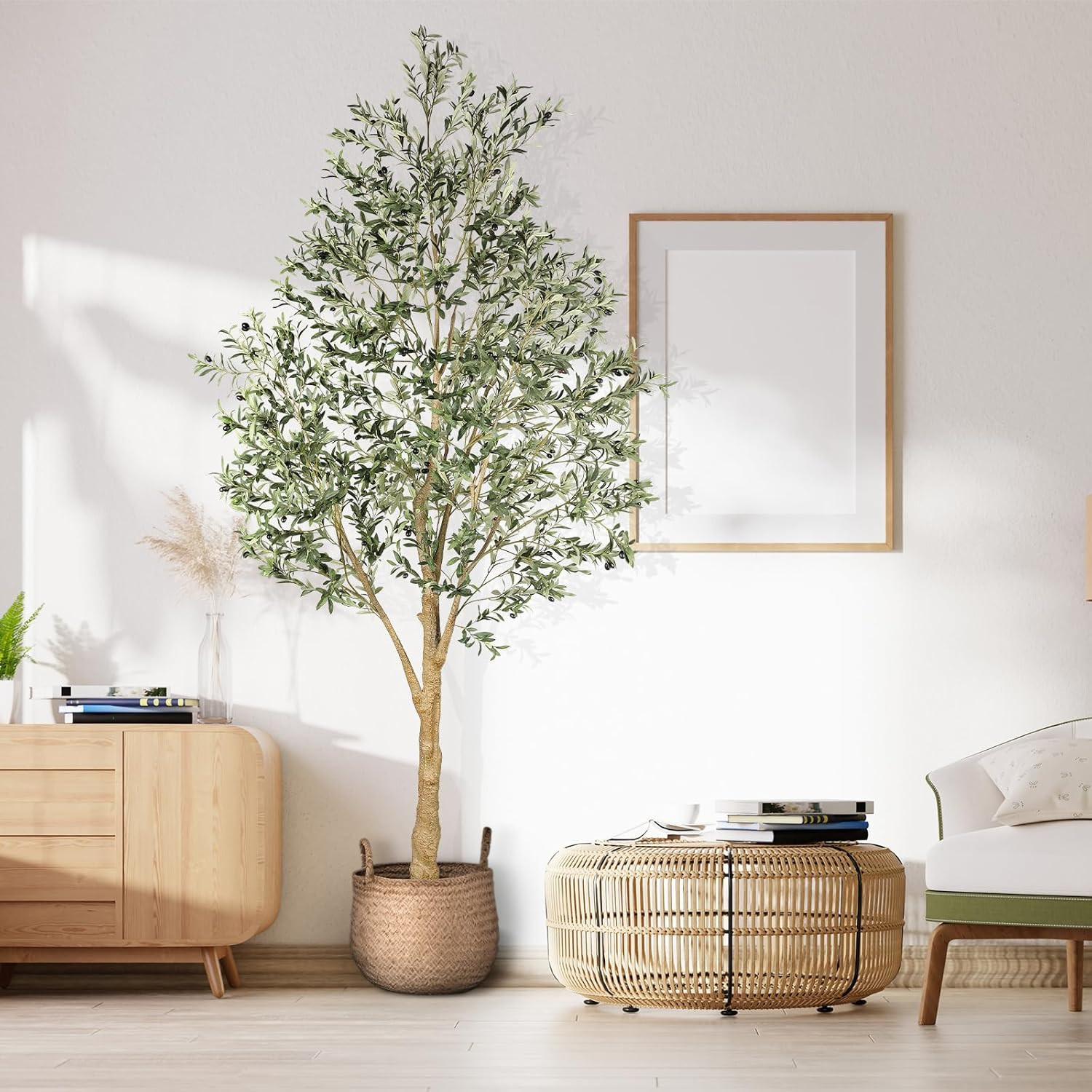 10ft Artificial Olive Tree with Realistic Trunk & Lifelike Fruits for Decor