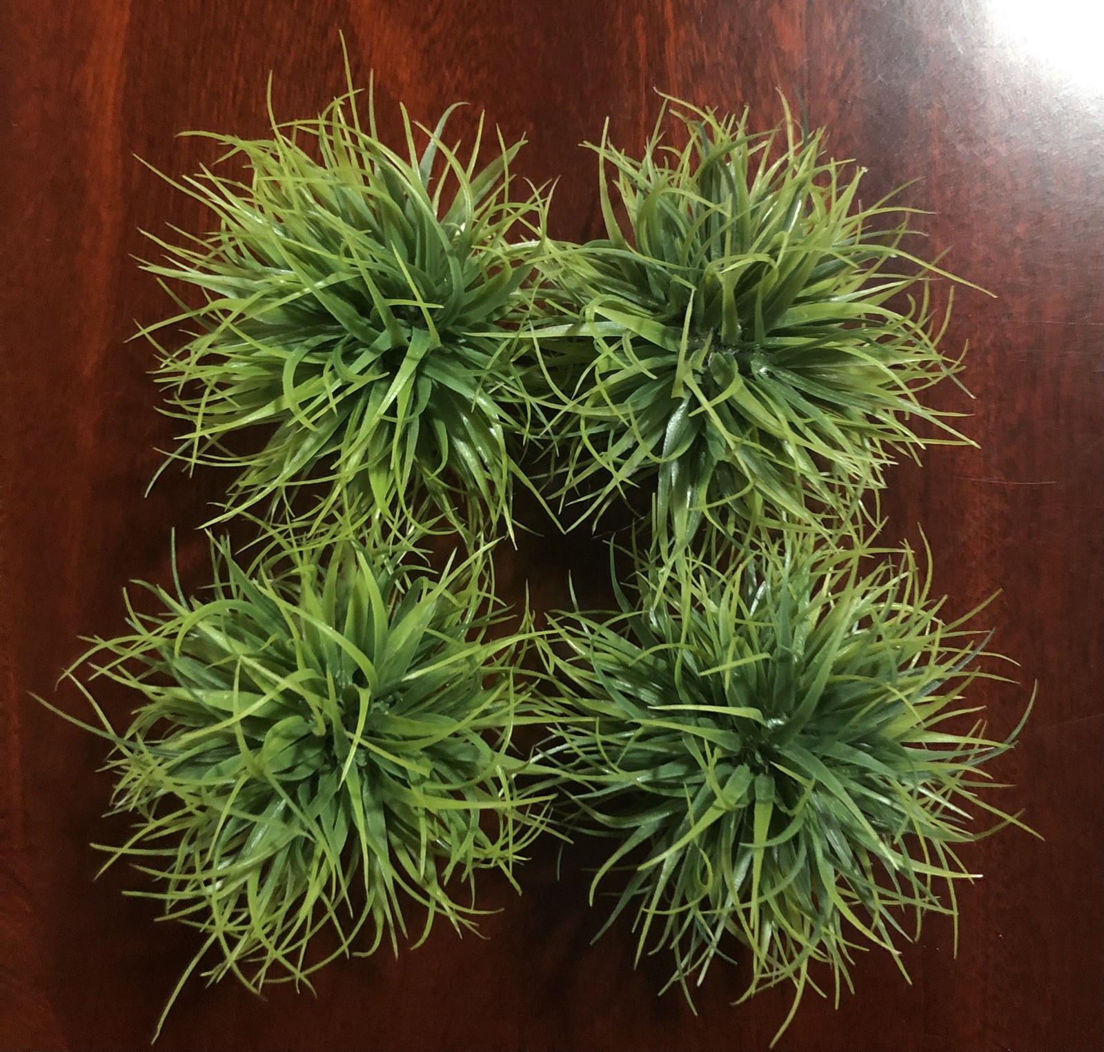 Set Of 4 – 5” Decorative Balls Artificial Leafy Green Grass Balls Bowl Fillers