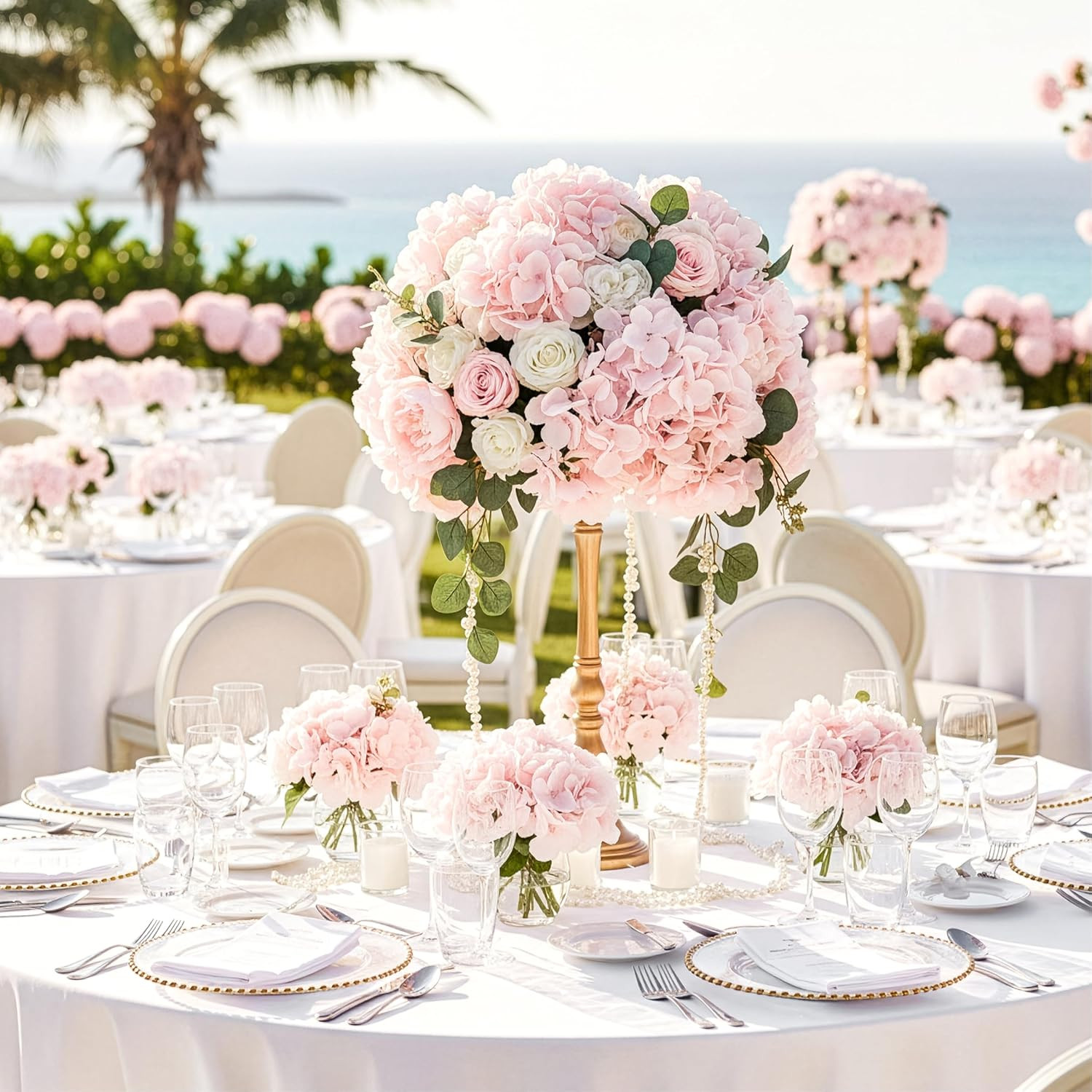 104 Pcs Pink Silk Hydrangea Flowers for Wedding, Baby Shower & Home Decor