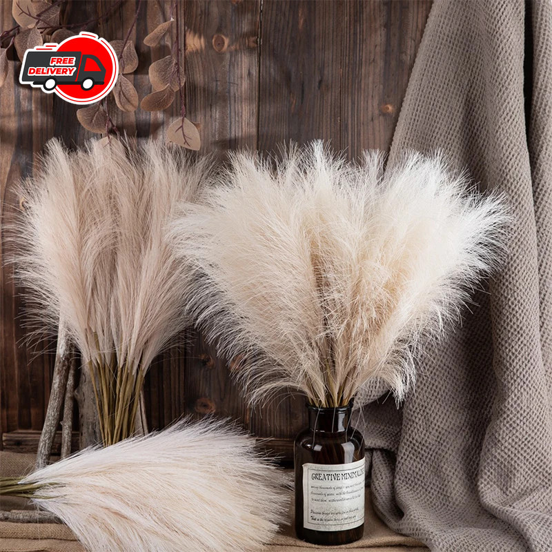Fluffy Artificial Pampas Grass Bouquet Boho Fake Plant for Wedding Home Decor