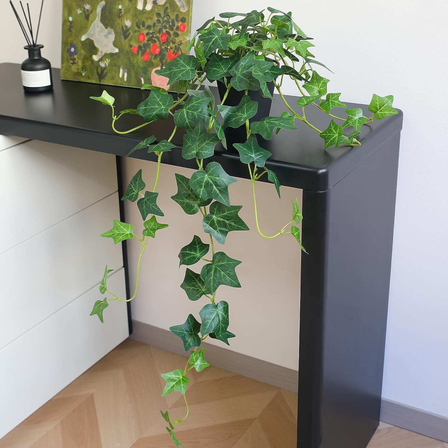 Fake English Ivy Plants in Pots Set of 2 – Realistic Artificial Ivy Greenery for