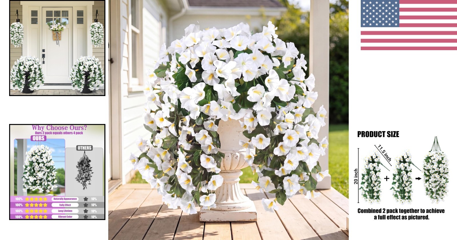 Charming UV Protected Faux Flowers – 2PCS Morning Glory Vines for Versatile Use