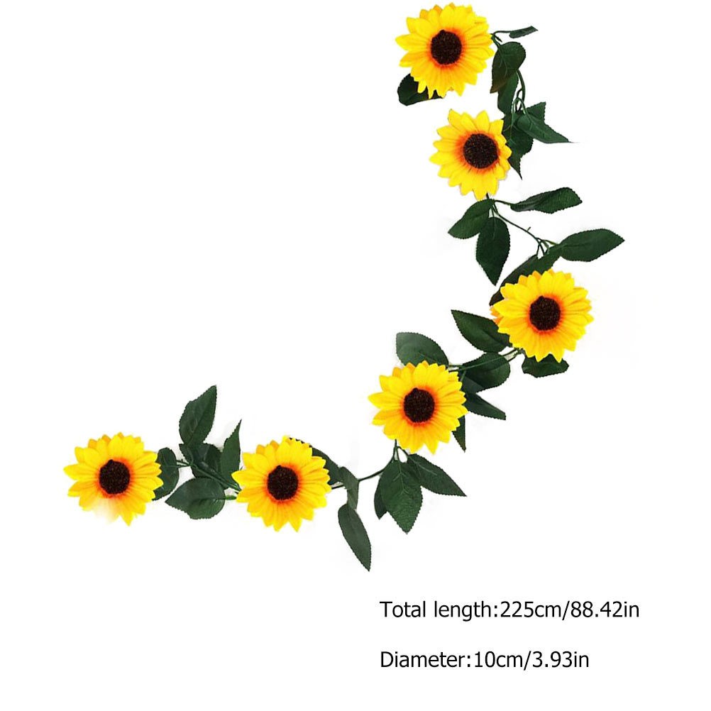 1Pcs Decorative Sunflower Rattan Garland Green Leaf Silk Wedding Party Decor