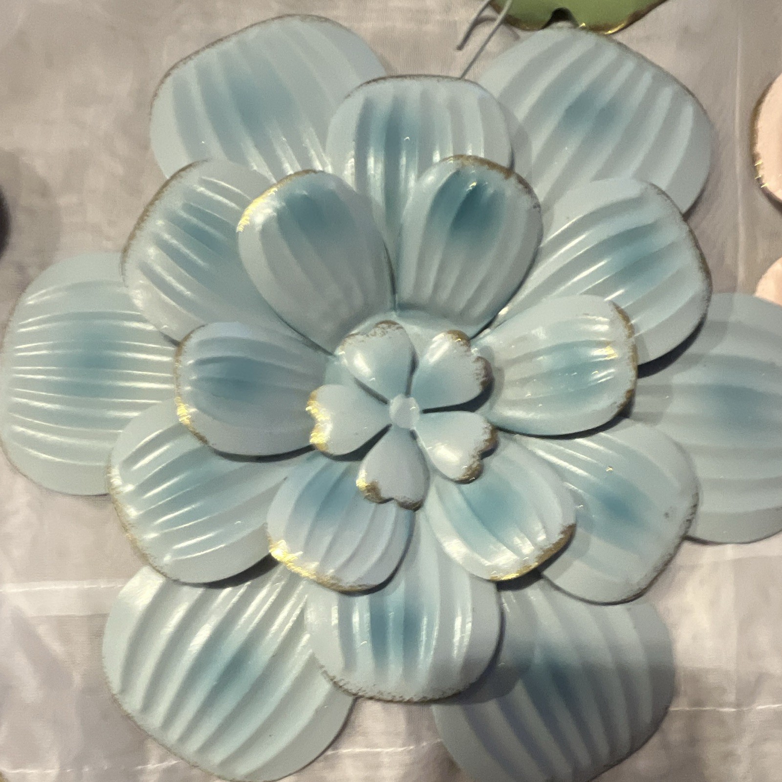 Set of 5 Metal Floral Flower Wall Art Decor, Multicolor, 10 in