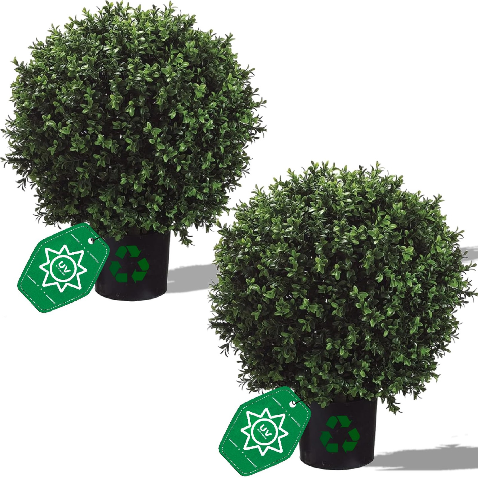 Real Touch Leaves Artificial Topiary Trees, 24″ T with 17″ W Faux Boxwood, Se…