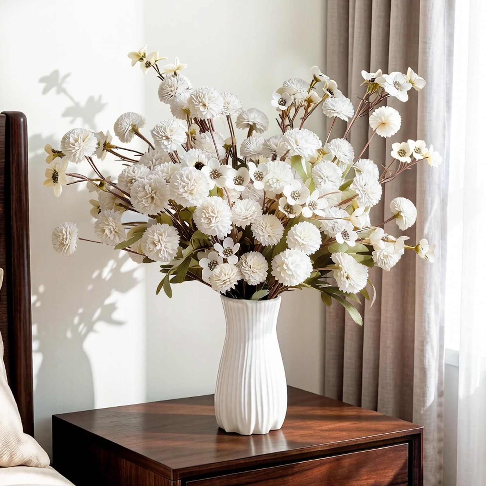 13Pcs Faux Kiku Flowers for Vase – Long Stem Artificial Flowers with Wax, Fak…