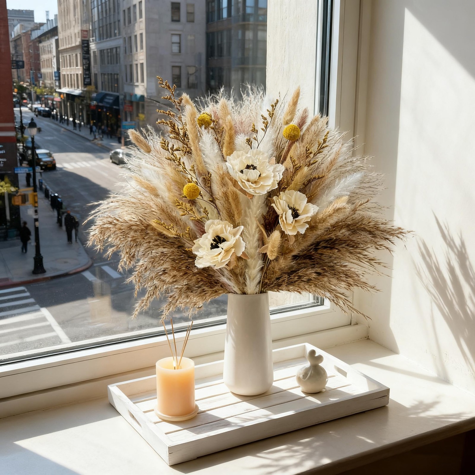 Boho Pampas Grass for Vase Filler Fluffy Natural Dried Flowers Arrangements w…
