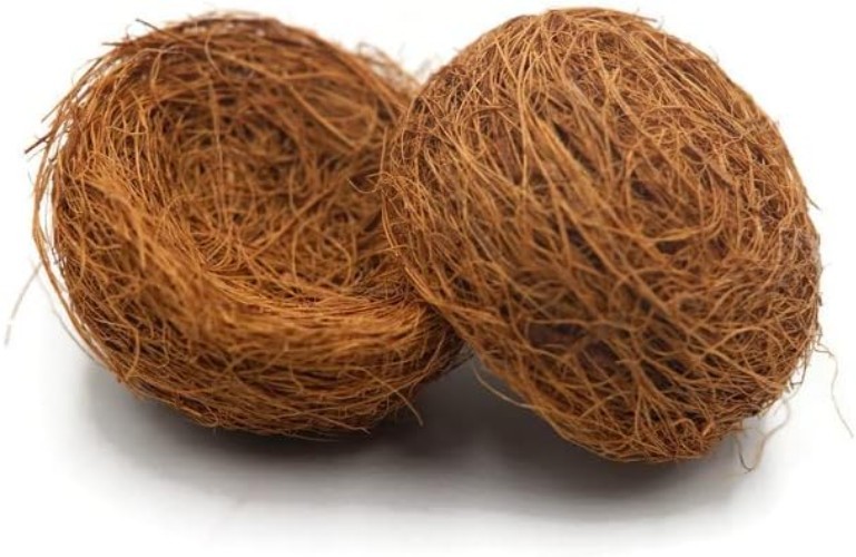 Set of 3 Natural Coconut Fiber Bird Nests – Rustic Decorative Accents for Home