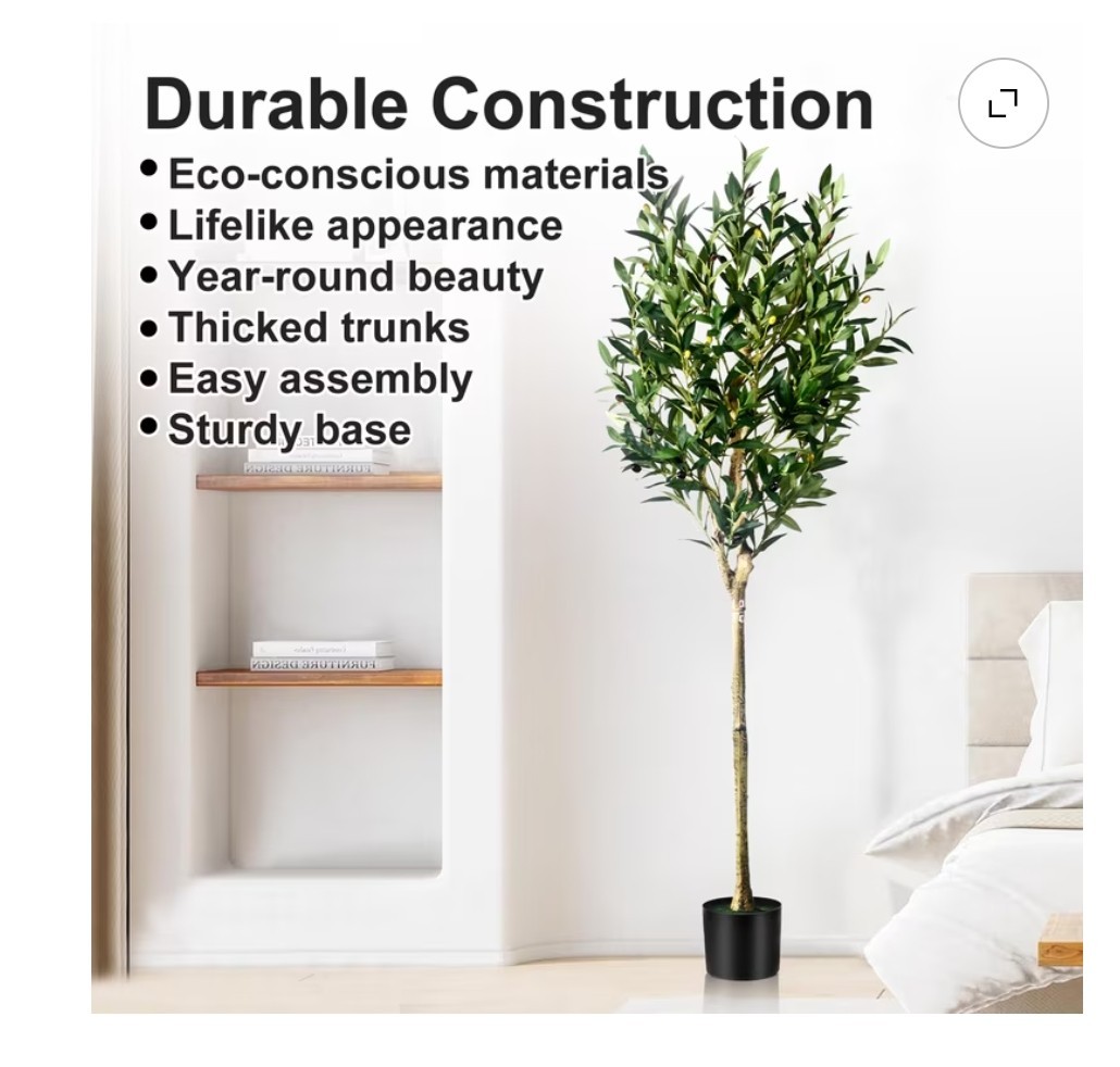 5 ft Artificial Olive Plants with Realistic Leaves and Natural Trunk