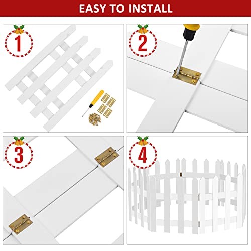 Pack Thick White Wooden Picket Fence – Tree Fence 15.7 x 12 Inches 8