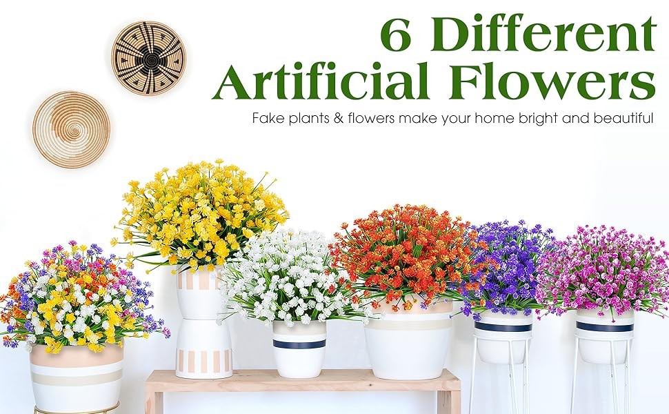 12 Bundles Artificial Flowers for Outdoors Decor, Mixed Color | Fake plastic