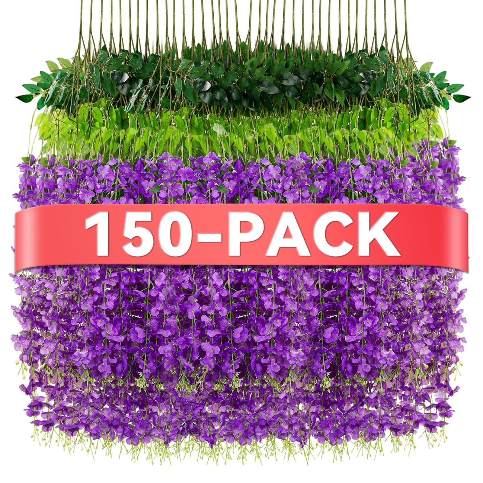 150 Pack Wisteria Hanging Flowers – Artificial Floral Garland for Wedding, Party