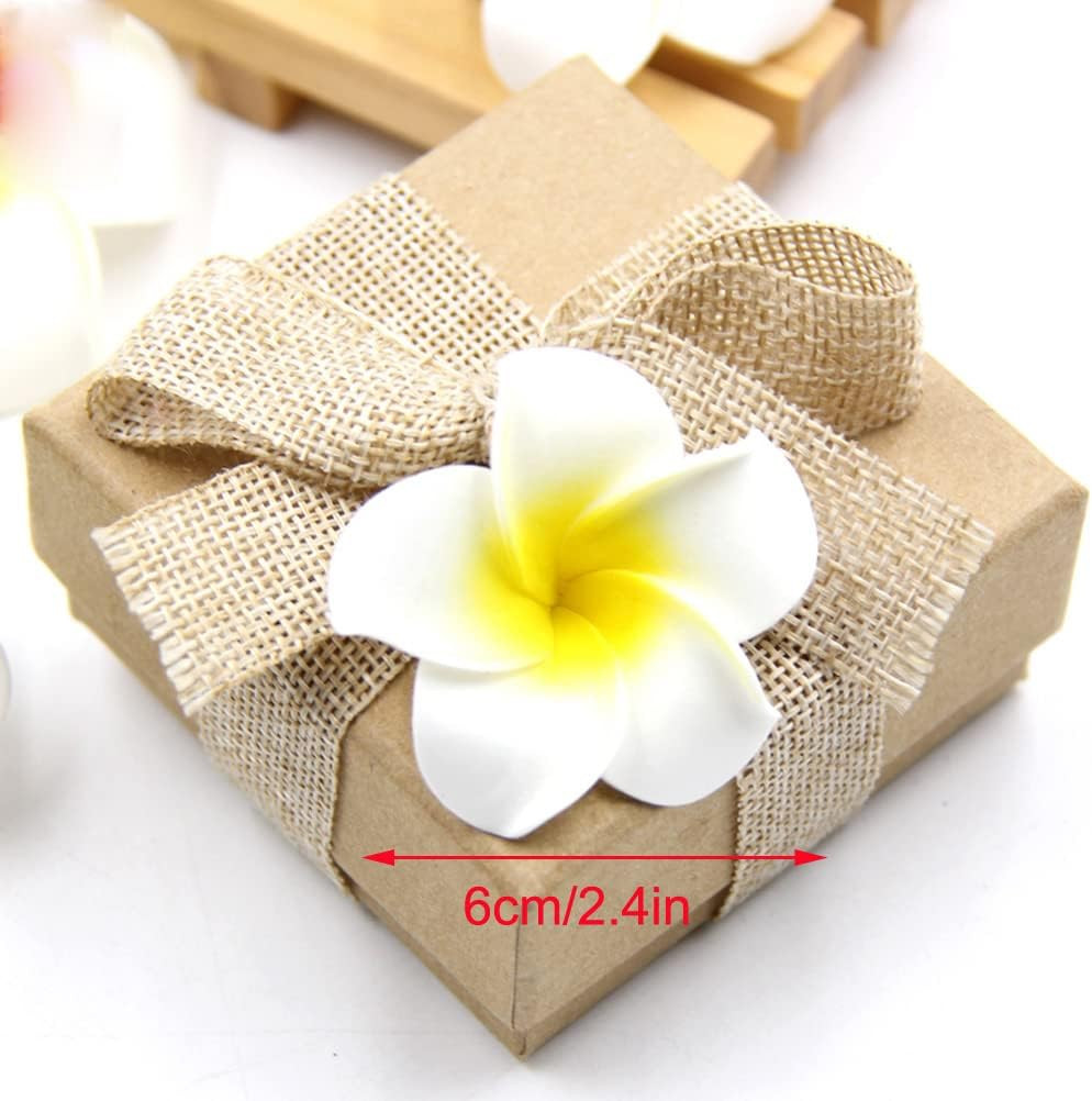 50Pcs 2.4Inch Artificial White Foam Plumeria Rubra Hawaii Frangipani Beach Fl…
