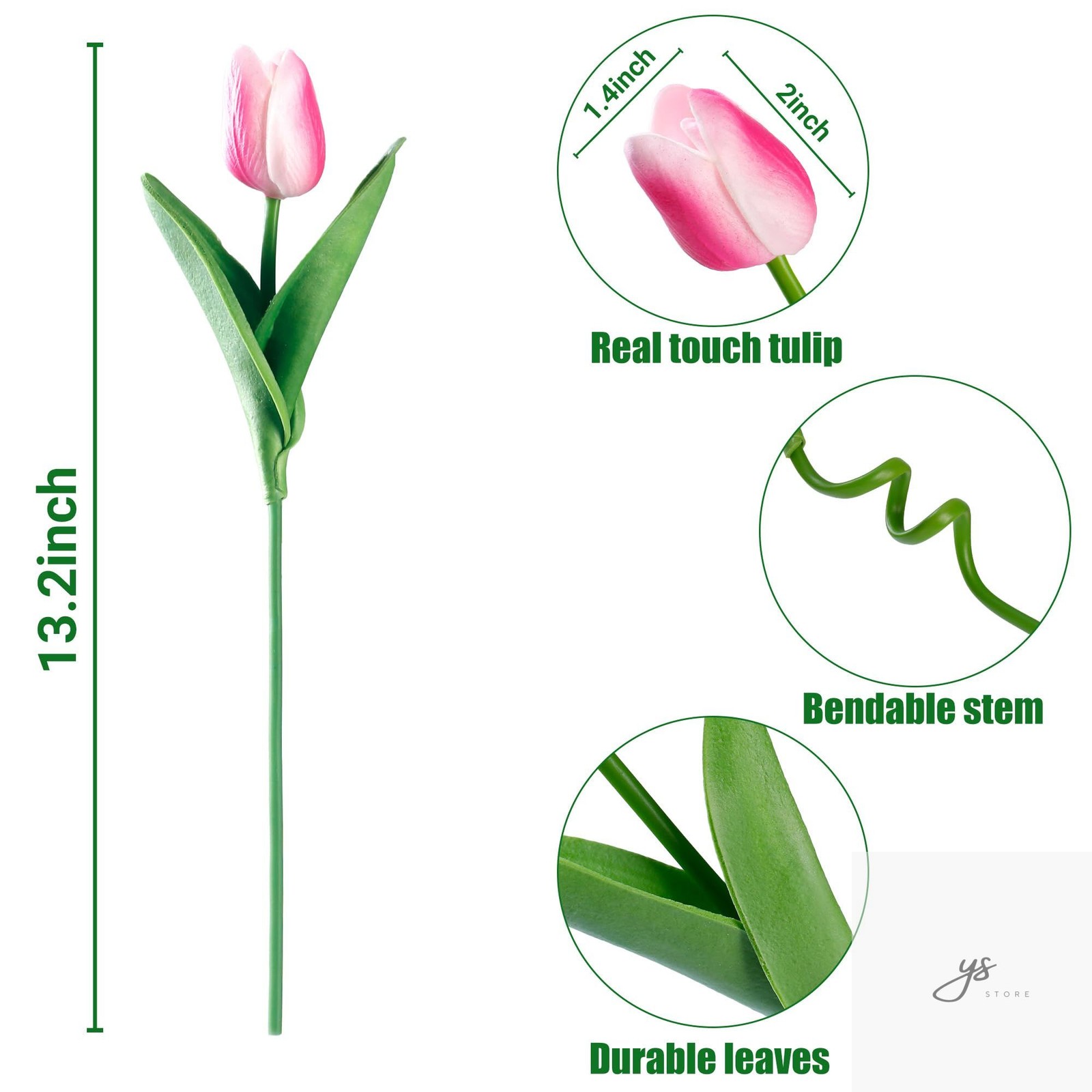 30 Pcs Fake Tulips Artificial Flowers Real Touch PU Faux Flowers Tulip Stems for