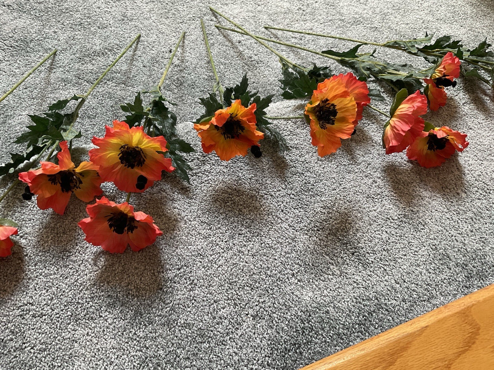 (8) Faux Poppy Stem Flowers w/Leaves ~ 23” Tall ~ Fall Decor