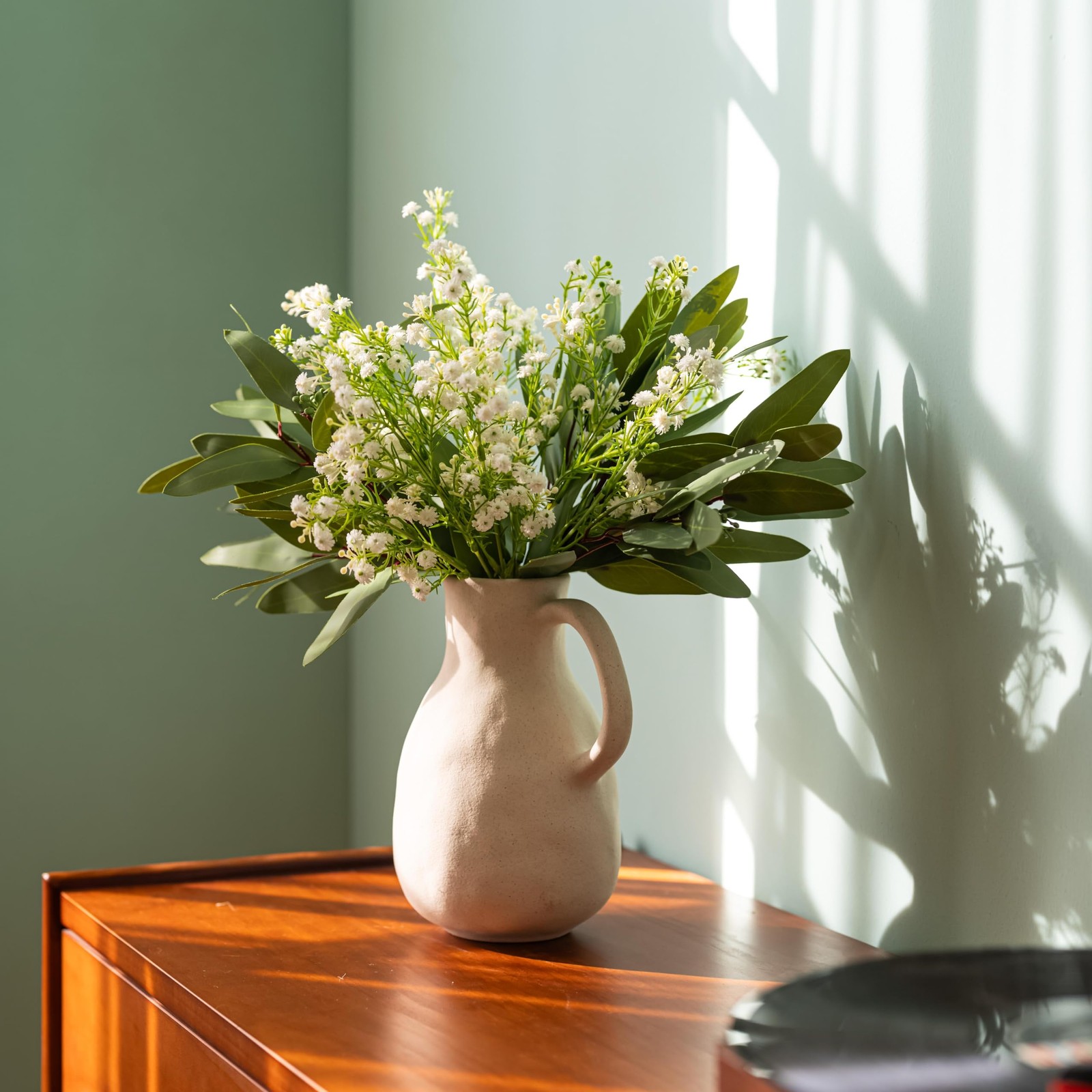 Baby’s Breath Artificial Flowers and Mixed Fake Eucalyptus Stems– Real Touch …