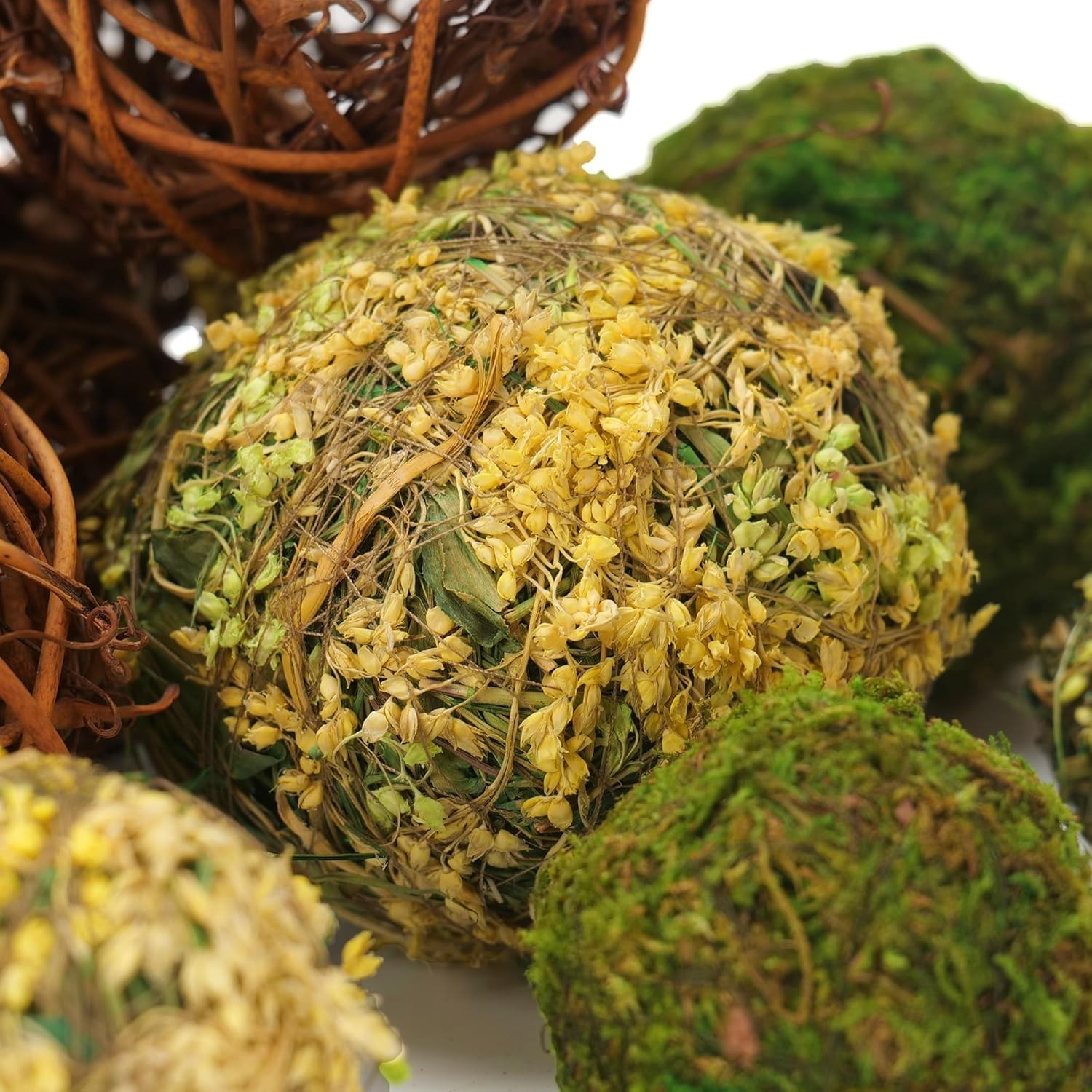 Decorative Balls for Centerpiece Bowls Set 18pcs Faux Moss Rattan Wedding Decor