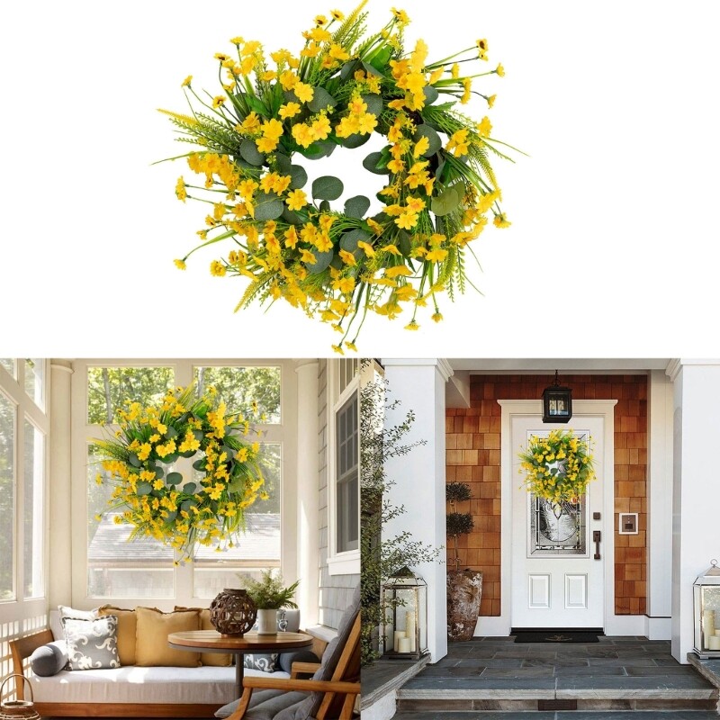 Spring Wreath Colorful Flower Wreath Handmade Plastic Material for Family