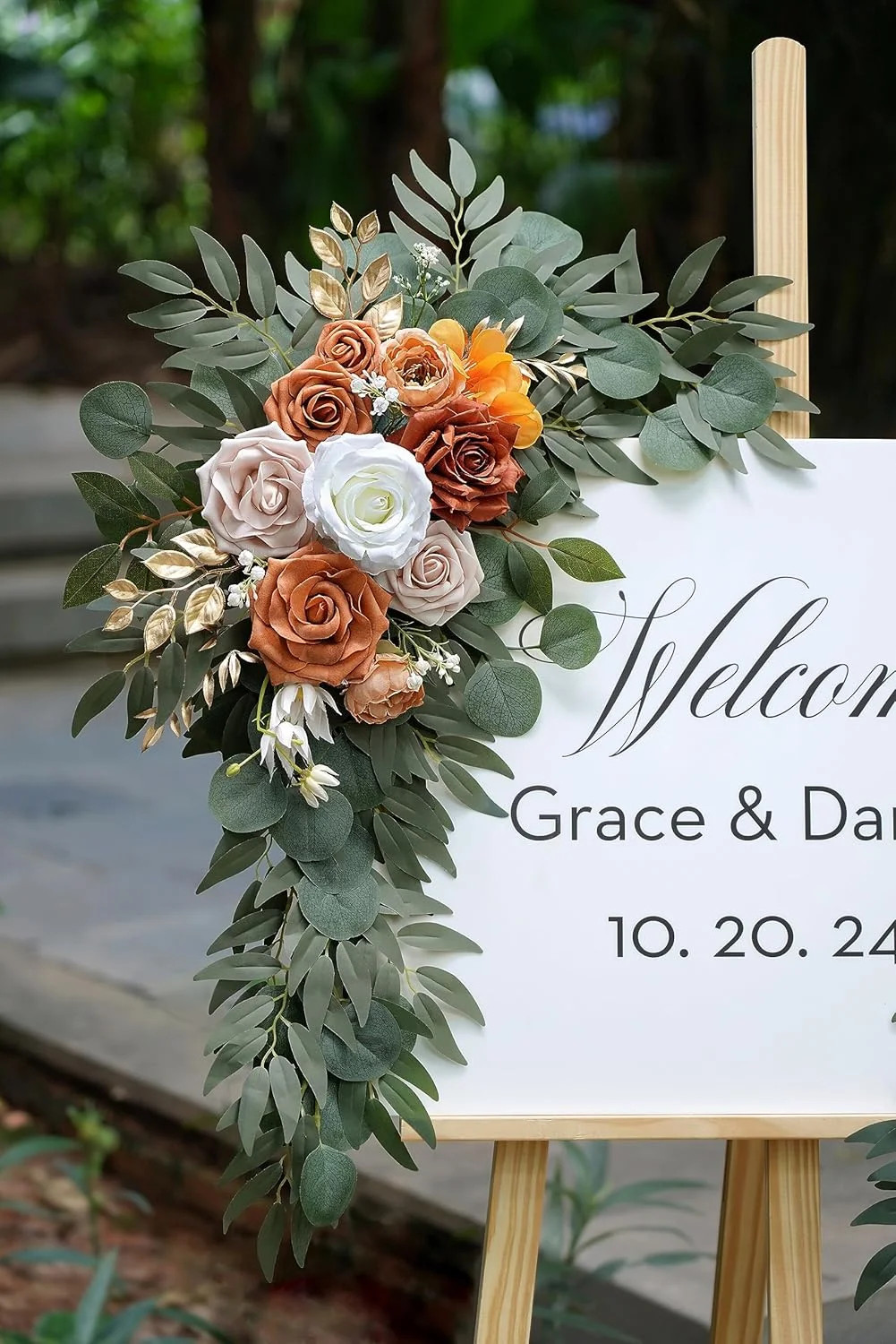 Olalaka Artificial Flower Swag Set of 2 for Wedding Welcome Signs Floral Decorat