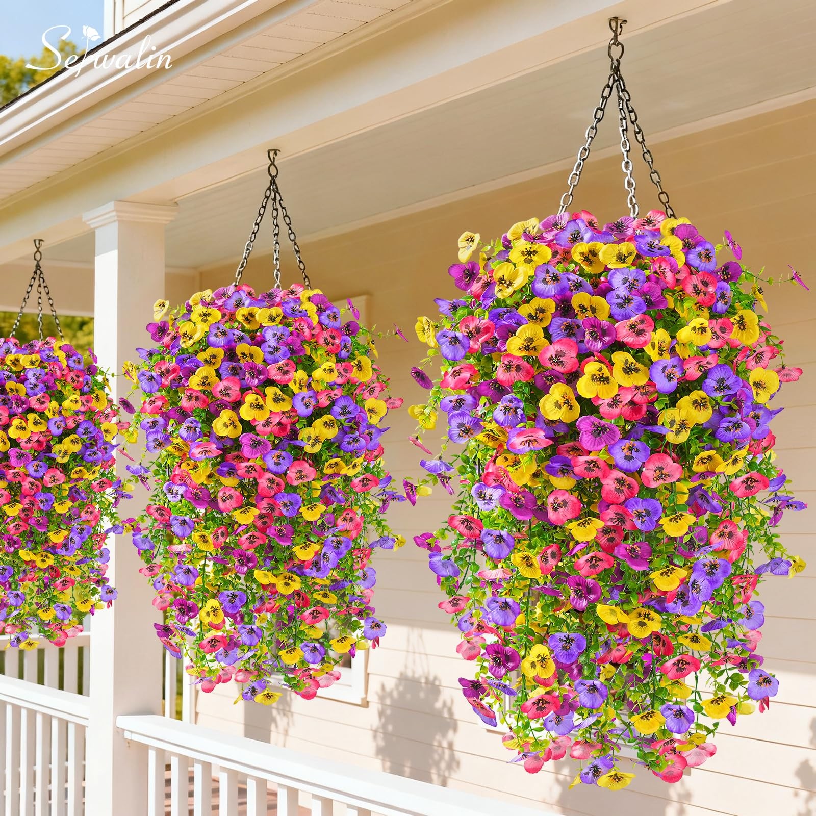 Serwalin Artificial Fake Hanging Flowers for Outdoors Planters,6PCS UV Resist…