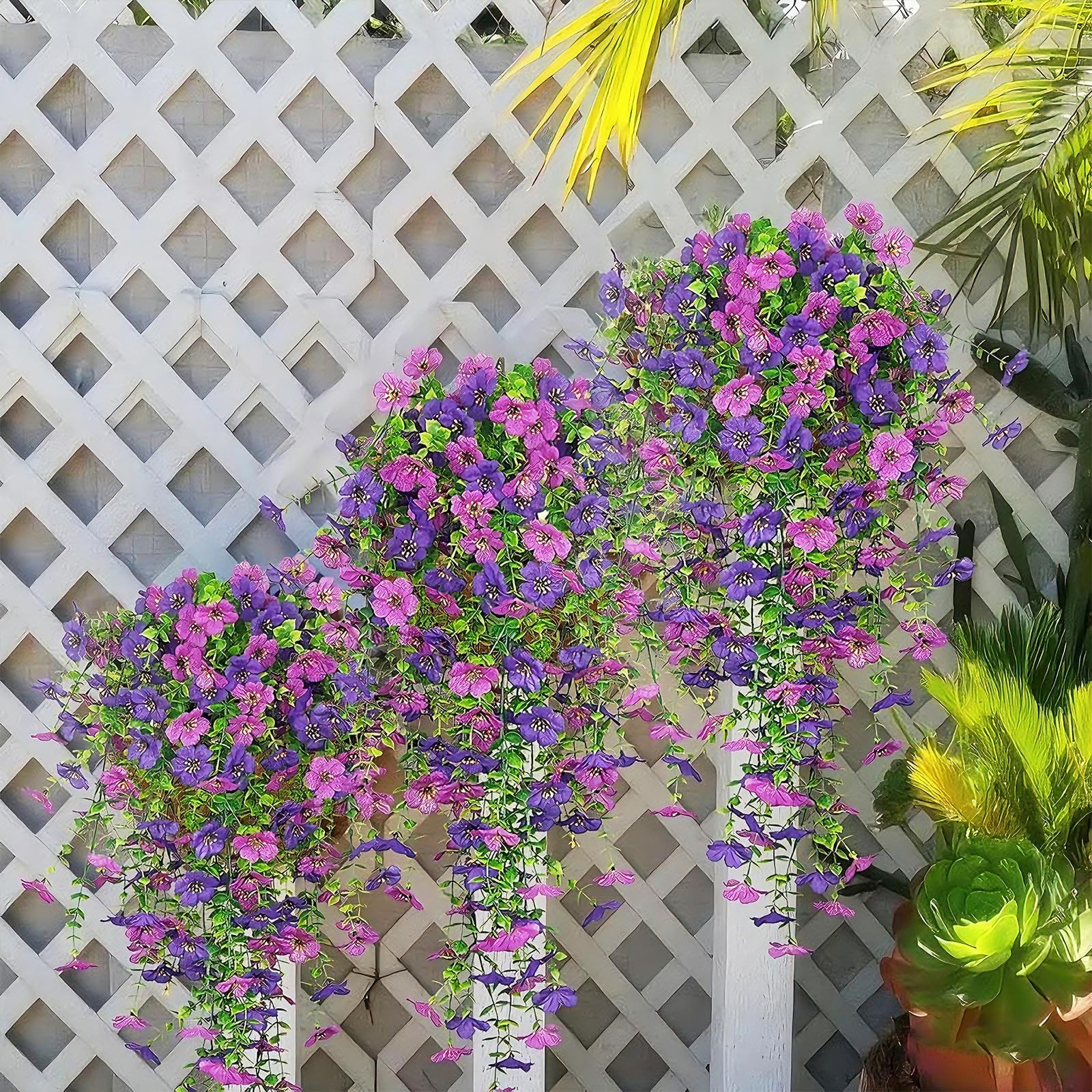 Artificial Flowers for Outdoors, 2PCS Spring Floral Arrangements with Faux Si…