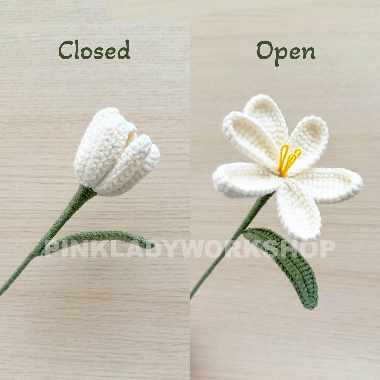 Handmade Crochet Tulip Flower Stems (no vase) | Pink | Bouquet | Gift for Mom